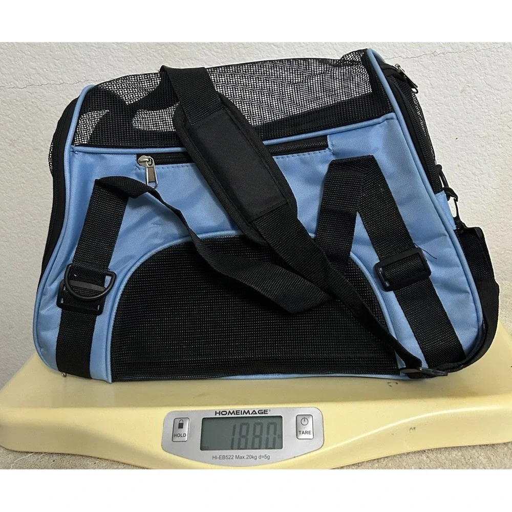 Pet Carrier Smal Dog/Cat Purse Tote Handbag Carry Bag ~ FURBABY BLUE ~ Used PB3